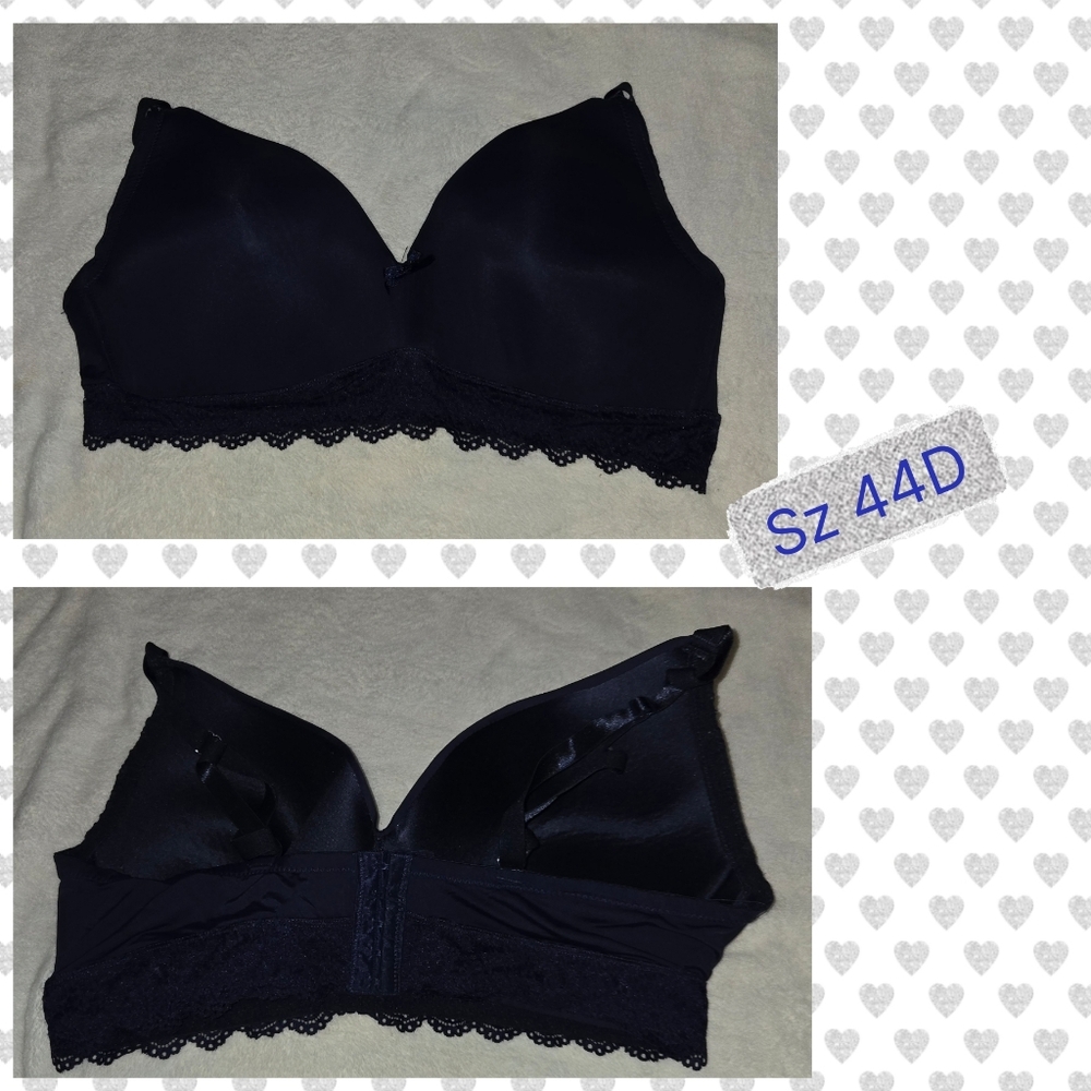 ❤️Elegant Black Lace Trim Bra Sz 44D